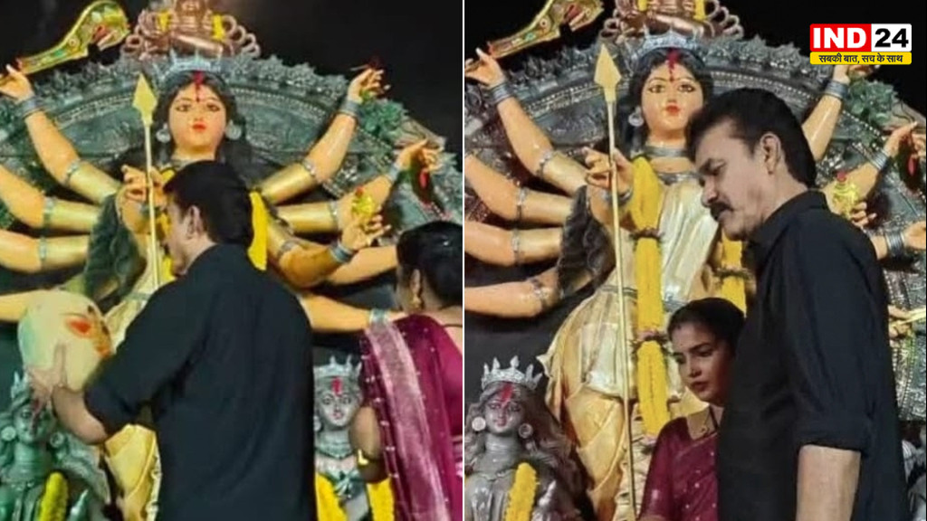 खड़गपुर में वर्षों बाद फिर चर्चा में बी. रामबाबू, मथुराकाटी दुर्गा पूजा में मां की आरती करते आए नजर