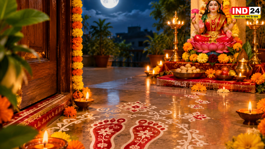 शरद पूर्णिमा पर क्यों होती है मां लक्ष्मी की पूजा? जानिए मां के चरण बनाने की परंपरा और इसका धार्मिक महत्व