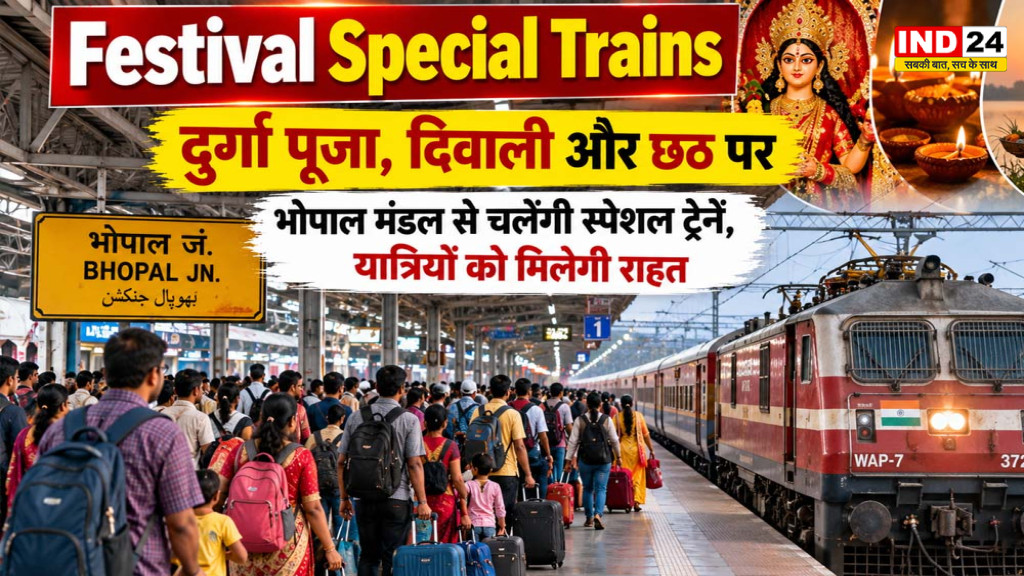 Festival Special Trains: दुर्गा पूजा, दीपावली और छठ पर भोपाल मंडल से चलेंगी स्पेशल ट्रेनें, यात्रियों को मिलेगी राहत