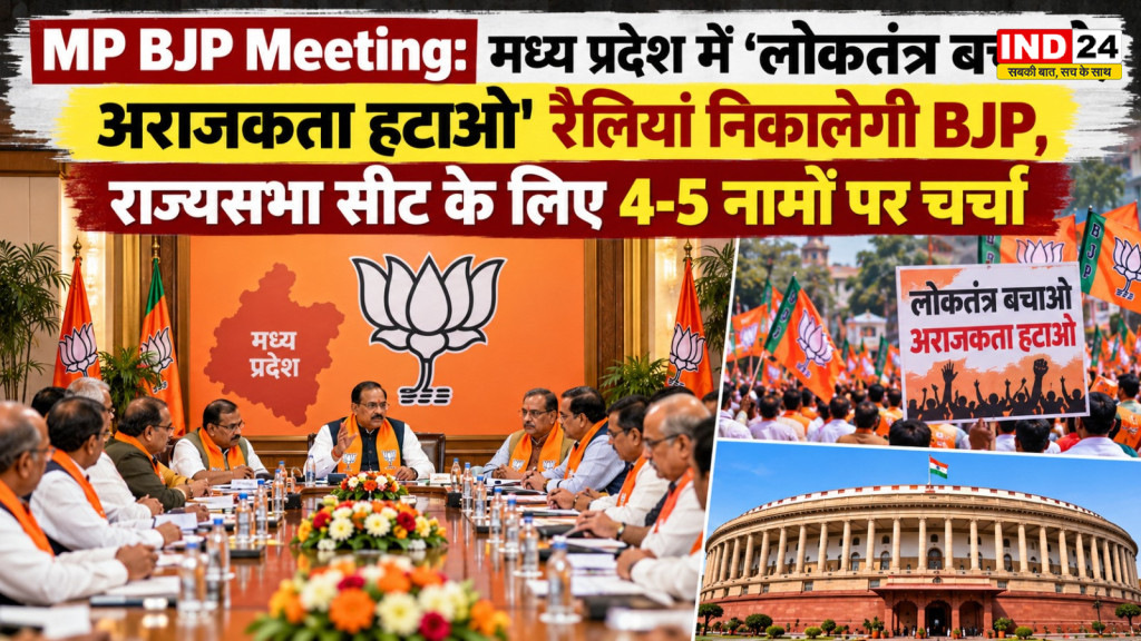भोपाल में BJP की कोर कमेटी बैठक: 'लोकतंत्र बचाओ, अराजकता हटाओ' के नारे के साथ प्रदेशभर में निकलेगी रैली