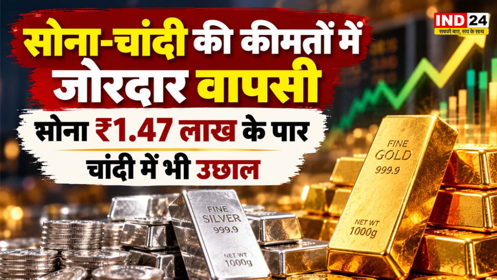 सोना-चांदी की कीमतों में जोरदार वापसी, सोना ₹1.47 लाख के पार; चांदी भी चमकी