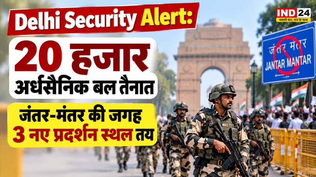 Delhi Security Alert: दिल्ली में 20 हजार अर्धसैनिक बल तैनात, जंतर-मंतर की जगह 3 नए प्रदर्शन स्थल तय