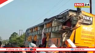  कानपुर से इंदौर जा रही बस गुना में पलटी,हादसे में एक की मौत, 14 घायल