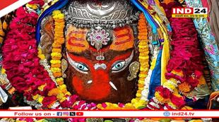 भस्म आरती में श्री महाकाल के मस्तक पर सजाई गई त्रिपुंड फिर दिए गणेश स्वरूप में दर्शन