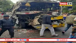 हाईवे पर ट्रक बस की भिडंत: इंदौर-इच्छावर रोड पर 1 की मौत, चारों ओर मची चीख-पुकार