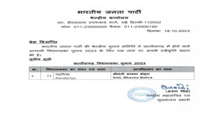 BREAKING NEWS CG : भाजपा ने की तीसरी सूची जारी ,पंडरिया सीट से तीसरी सूची में सिंगल नाम