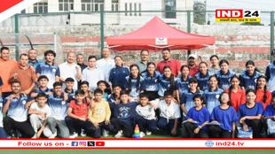 महाराणा प्रताप स्पोर्ट्स कॉलेज में एक दशक से बंद आइस रिंक फिर शुरू, उद्घाटन अवसर पर खेला गया एग्जिबिशन आइस हॉकी मैच