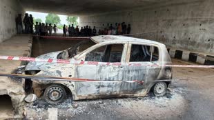 CG NEWS : हत्या या हादसा !  रायपुर में जली हुई कार में मिली युवक की लाश....