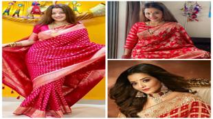   गुलाबी साड़ी, सोने के गहने और सिंदूर… हरतालिका तीज पर कुछ इस तरह सजी मोनालिसा