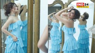 बर्फीले नीले गाउन में राजकुमारी की तरह लग रही रवीना की लाडली 'राशा थडानी'