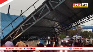 तेज आंधी-तूफान से गिरे पेड़-शेड,रायपुर में शेड गिरने से गाड़ियां दबी