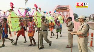 डाक काँवड़ से घिरा राष्ट्रीय राजमार्ग, पुलिस की कड़ी निगरानी