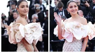 76th Cannes Film Festival में अनुष्का शर्मा ने किया डेब्यू, ऑफ शोल्डर व्हाइट गाउन में ढाया कहर 