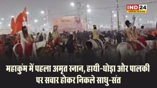 महाकुंभ में पहला अमृत स्नान, हाथी-घोड़ा और पालकी पर सवार होकर निकले साधु-संत