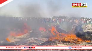 शिवपुरी में एयरफोर्स का फाइटर प्लेन क्रैश, खेत में गिरते ही लगी आग