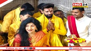 नलखेड़ा में परिवार संग मां बगलामुखी के दर्शन करने पहुंचे चिराग पासवान