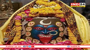 नवरात्रि की सप्तमी पर महाकाली रूप में सजे बाबा महाकाल