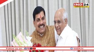सीएम डॉ मोहन यादव ने स्टेट हैंगर भोपाल पर गुजरात के मुख्यमंत्री भूपेंद्र पटेल का किया स्वागत
