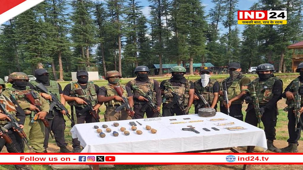 कुपवाड़ा में आतंकी गुफा से चीनी ग्रेनेड व गोला‑बारूद बरामद