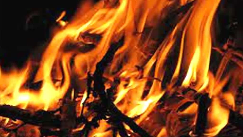 मध्यप्रदेश के दमोह में रस्सी बनाने की फैक्ट्री में लगी भीषण आग