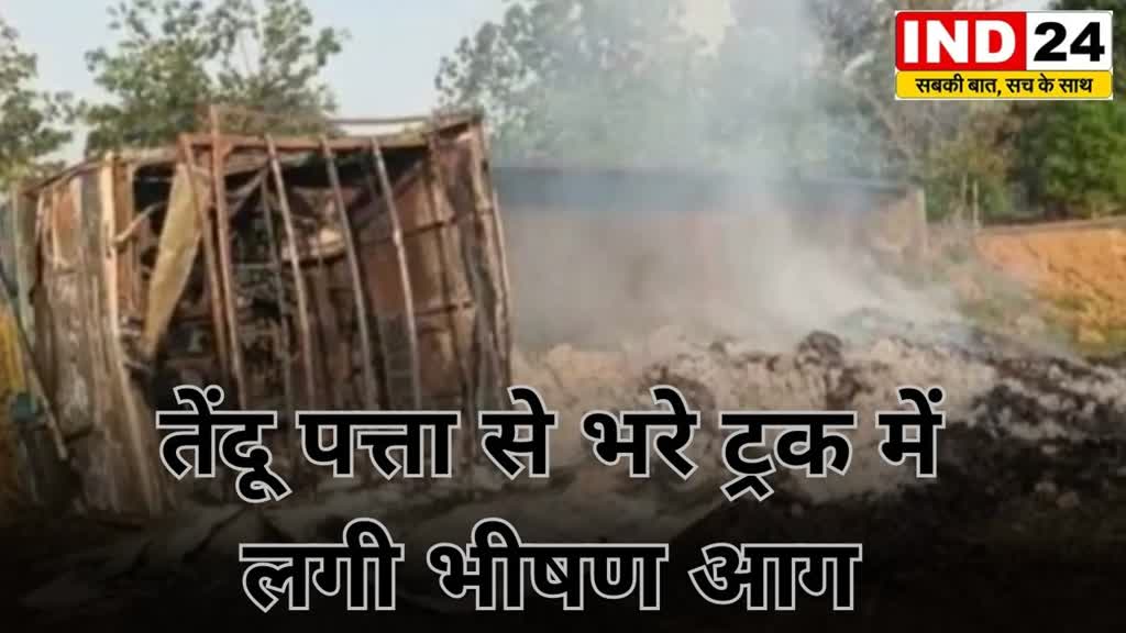 CG Breaking : तेंदू पत्ता से भरे ट्रक में लगी भीषण आग , आग लगने से पूरा तेंदूपत्ता ट्रक जलकर खाक
