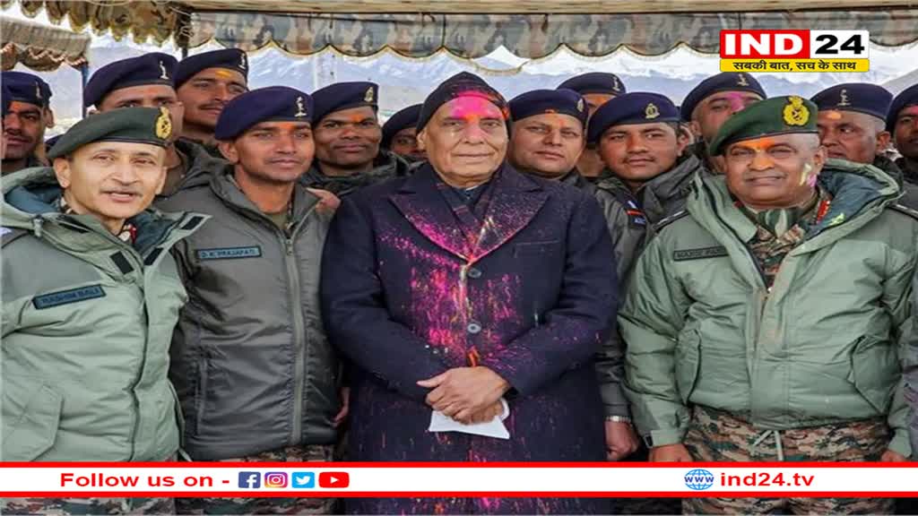 राजनाथ सिंह ने सैनिकों के साथ मनाई होली, बोले- भारत की वीरता और बहादुरी की राजधानी है लद्दाख