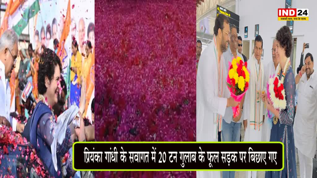 Congress convention : प्रियंका गांधी वाड्रा पहुंची रायपुर , स्वागत में बिछाए गए गुलाब के फूल