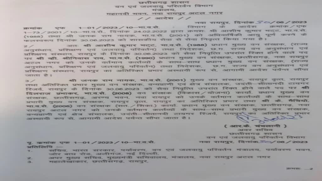 CG News : वन अनुसंधान और प्रशिक्षण संस्थान के नए निदेशक पीसीसीएफ वी. श्रीनिवास राव, आदेश जारी…