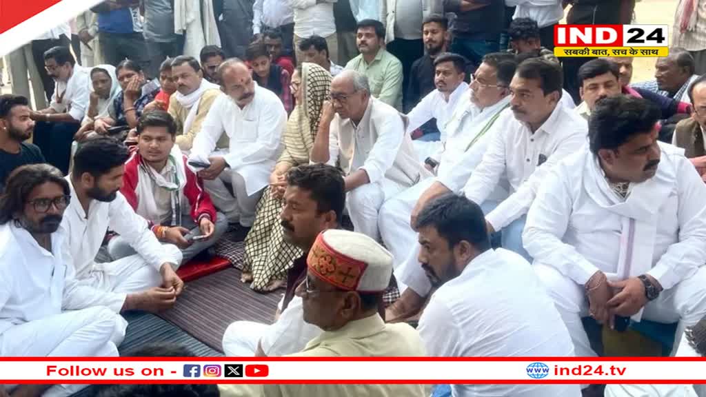 मध्यप्रदेश में कांग्रेस कार्यकर्ता की हत्या पर गरमाई सियासत, धरने पर बैठे दिग्विजय सिंह,  शिवराज सरकार पर उठाए सवाल