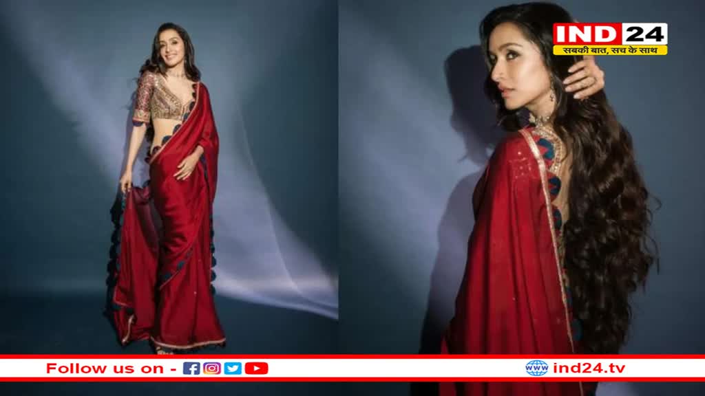 मरून साड़ी में श्रद्धा कपूर को देख दीवाने हुए फैंस, सुंदर 'स्त्री' बनकर लूटा दिल