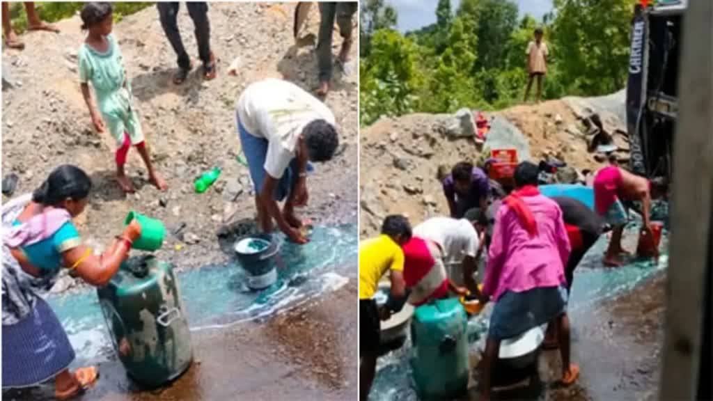 CG NEWS: बर्तन से लेकर डिब्बा भर-भरकर भागे लोग, NH पर पलटा डीजल से भरा टैंकर