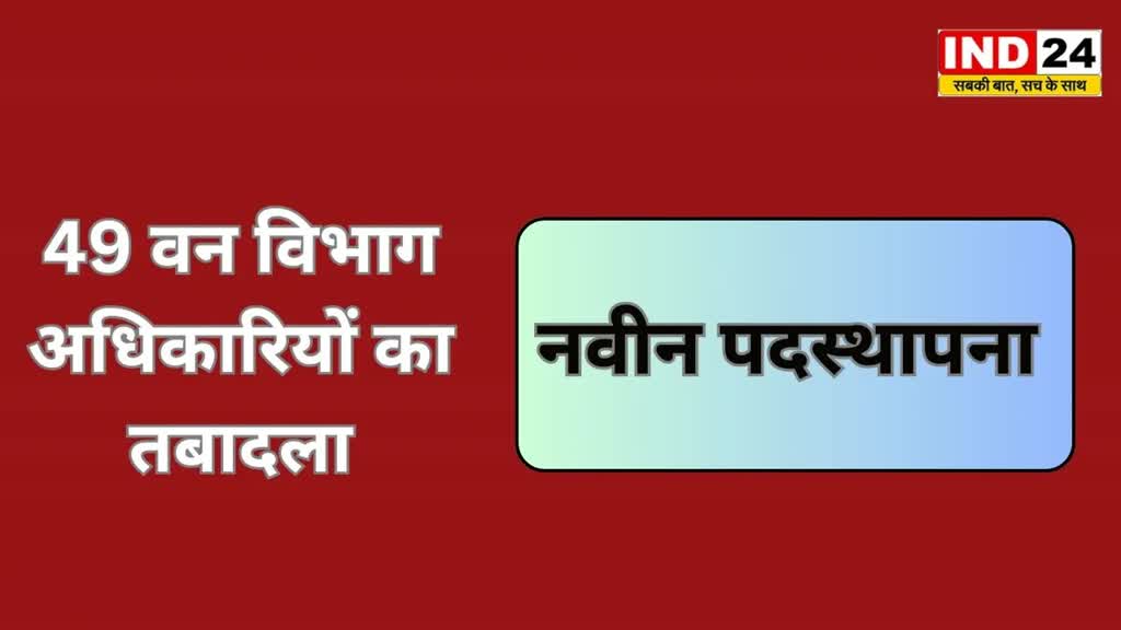 CG NEWS : वन विभाग में बड़ा फेरबदल, 51 अफसरों का हुआ तबादला, मिली नवीन पदस्थापना