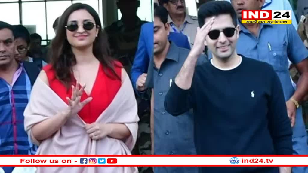 Parineeti-Raghav Wedding: राघव चड्ढा और परिणीति चोपड़ा का उदयपुर एयरपोर्ट पर हुआ भव्य स्वागत, इस अंदाज में दिखे कपल 