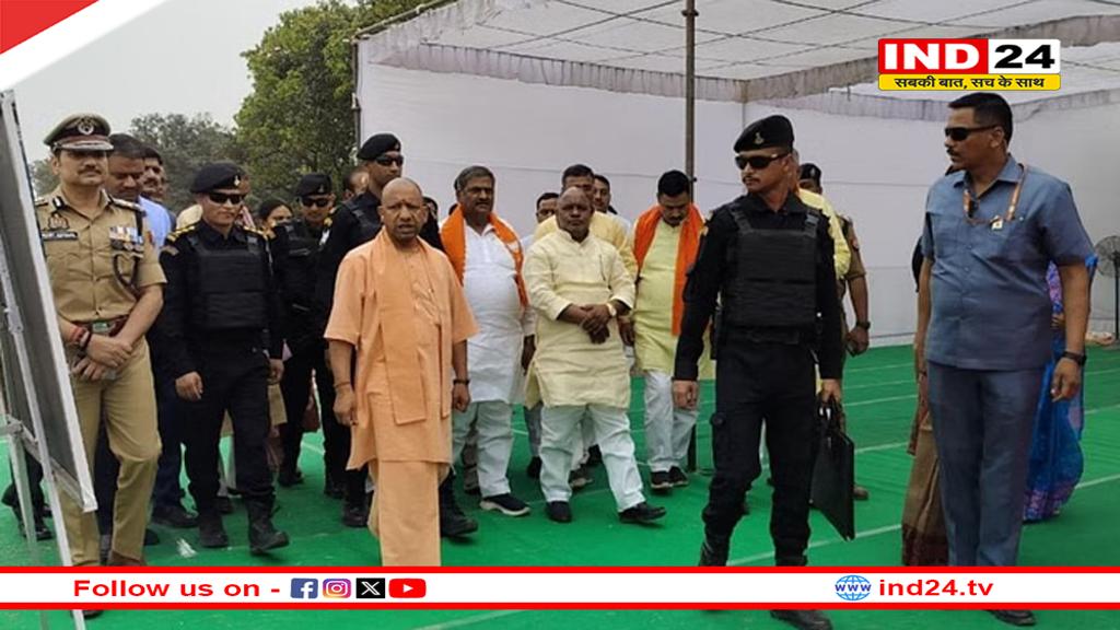 काशी पहुंचे सीएम योगी, पीएम के जनसभा स्थल का किया निरीक्षण, मैदान-पार्किंग और सुरक्षा देखी