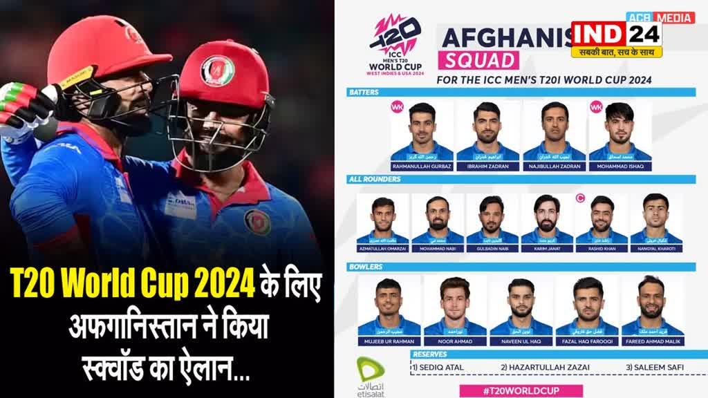 T20 World Cup 2024 के लिए अफगानिस्तान ने किया  स्क्वॉड का ऐलान...