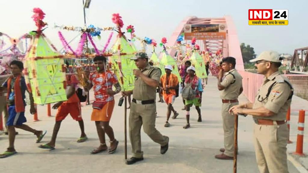 डाक काँवड़ से घिरा राष्ट्रीय राजमार्ग, पुलिस की कड़ी निगरानी