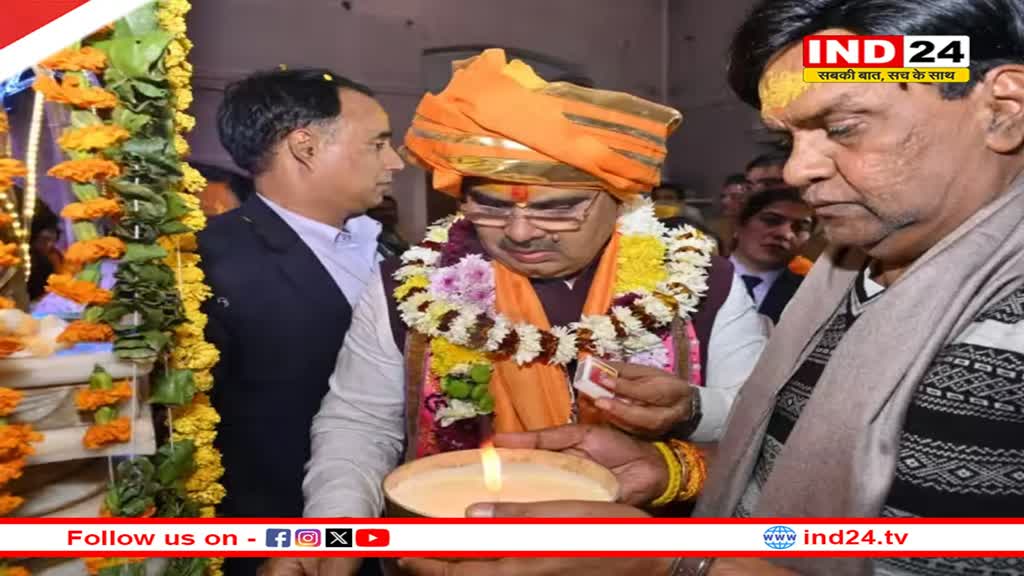राजस्थान का मुख्यमंत्री बनने के बाद पहली बार उत्तर प्रदेश पहुंचे CM Bhajanlal Sharma, गोवर्धन मंदिर में पहुंच की पूजा-अर्चना