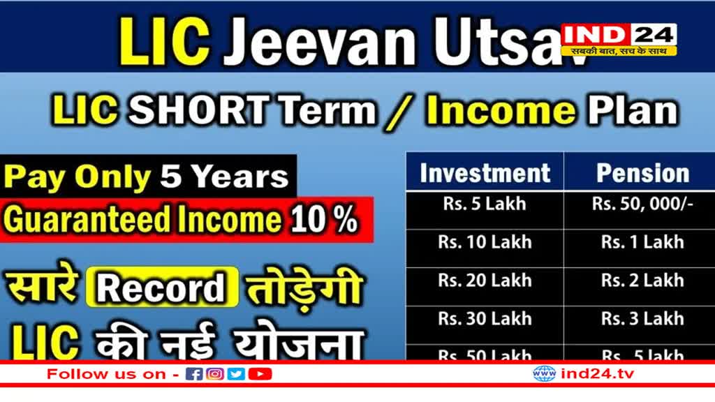 LIC की इस स्कीम में मिलता है जीवनभर गारंटीड रिटर्न और इंश्योरेंस, जानिए कितने साल देना होगा प्रीमियम 