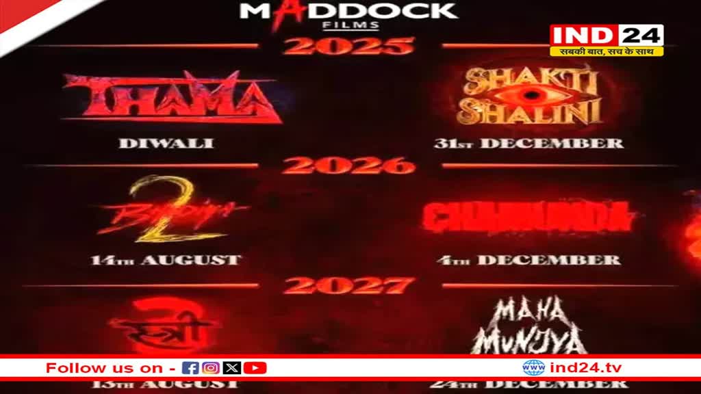 साल 2025 से छाएगा मैडॉक फिल्म्स का जलवा, स्त्री 3, भेड़िया 2 से लेकर महा मुंज्या की रिलीज डेट हुई अनाउंस