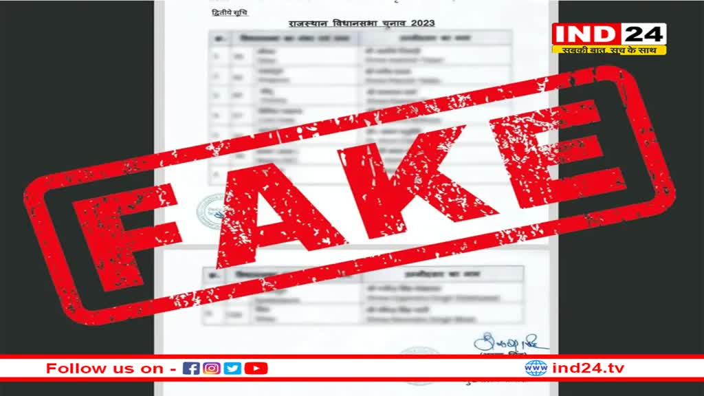 Rajasthan Election: सोशल मीडिया पर वायरल हुई भाजपा प्रत्याशियों की दूसरी 'फेक' सूची, सीएम गहलोत सीट पर था इस नेता का नाम 