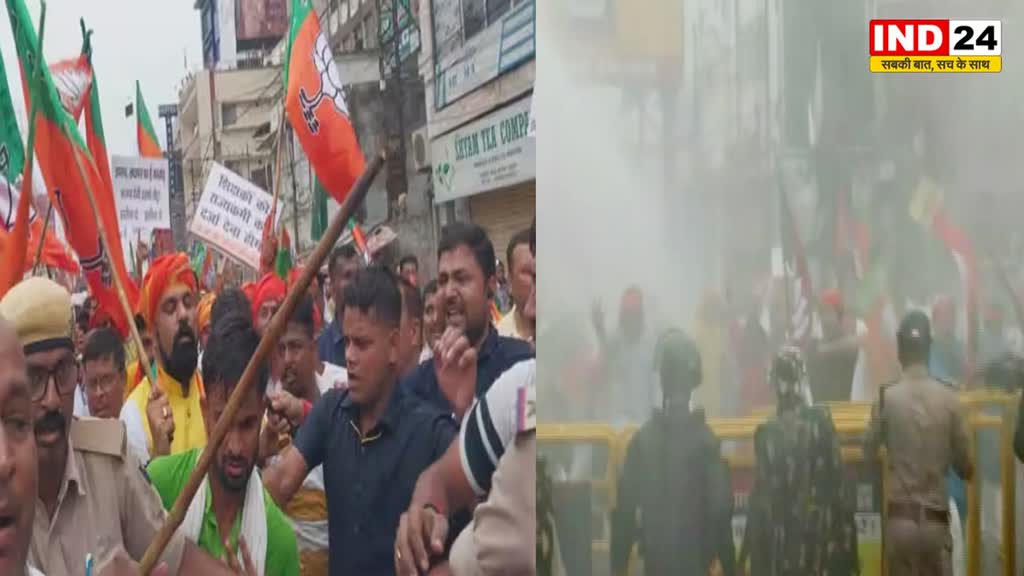 नीतीश सरकार के खिलाफ बीजेपी का विधानसभा मार्च पर पुलिस ने किया लाठीचार्ज, चलाए वाटर कैनन